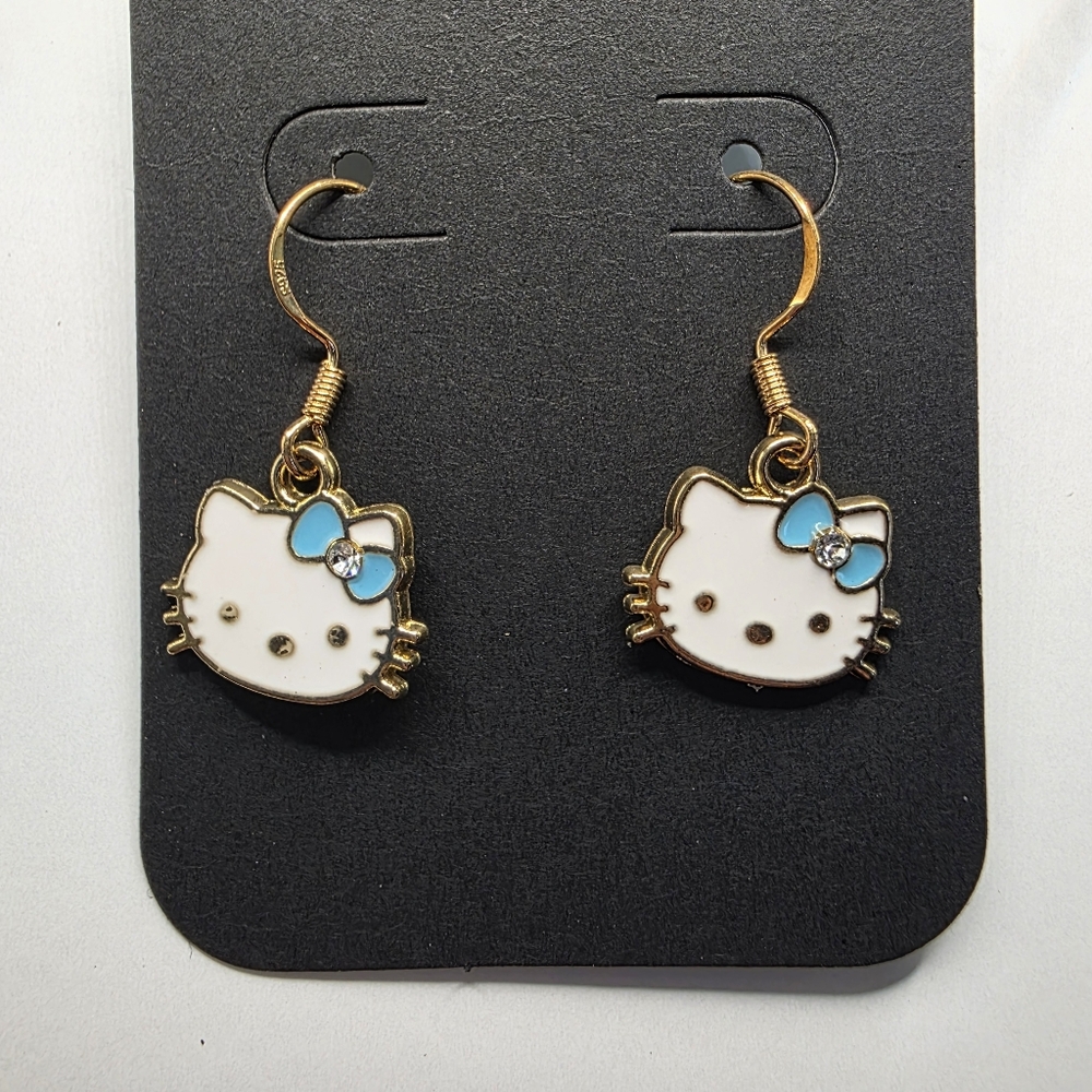 Hello Kitty Blue Bow Earrings Handmade Hypoallergenic BUNDLE to‎ Save